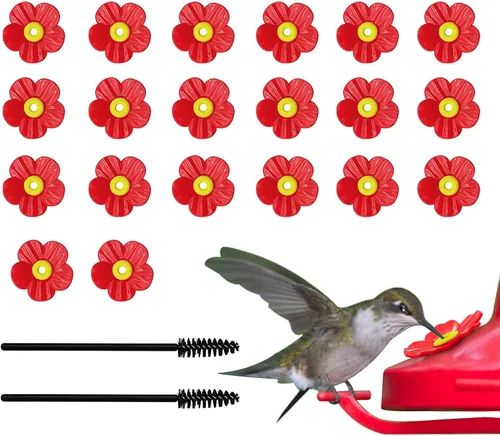 Vista 9 de 20 piezas de repuesto para comedero de colibríes con cepillo de limpieza, piezas de repuesto para alimentador de flores (morado)