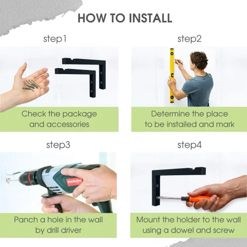 Vista 5 de EvenWood Juego de 2 ganchos para plantas de pared de 6 pulgadas, gancho de madera montado en forma de L, soporte para interiores y exteriores