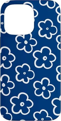 Vista 21 de Lindo patrón de flores silvestres azul marino y blanco floral caso para iPhone 17