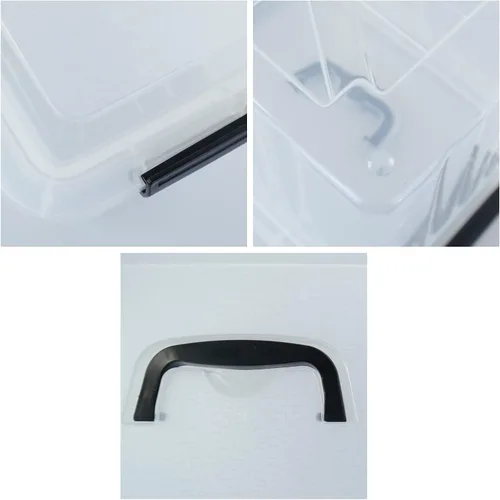 Vista 3 de Caja de almacenamiento transparente de plástico de 10 L, caja de plástico con tapa, paquete de 6 Clear Design, Locking Latch Lid, Convenient Top