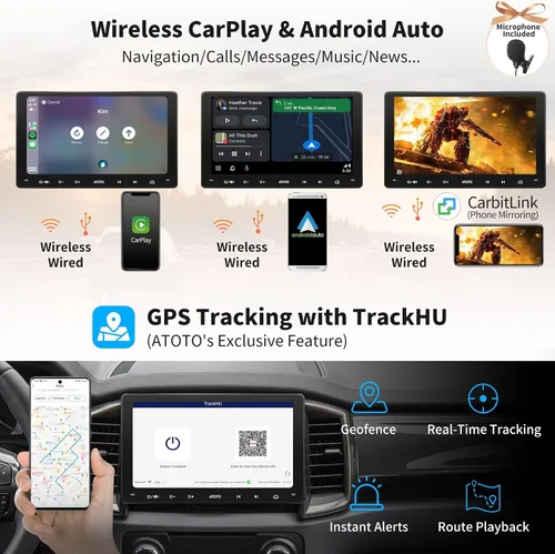 Vista 4 de ATOTO S8 8-core 9inch QLED Double DIN Android Car Stereo, 4G y WiFi integrado, CarPlay inalámbrico y Android Auto, Bluetooth dual, 4G+32G, VSV