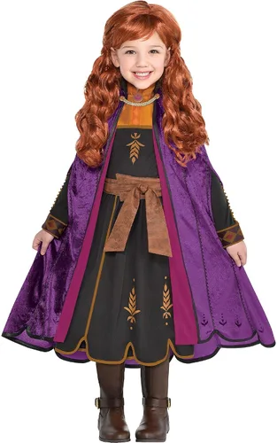 Vista 2 de Party City Anna Travel Halloween Costume for Girls, Disney, Frozen 2, Small (4-6), with Dress and Cape