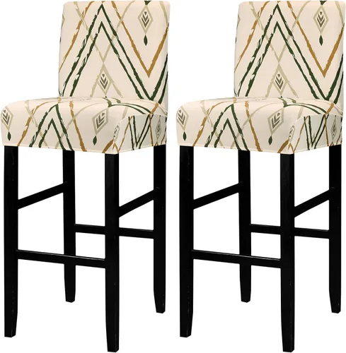 Vista 22 de Lellen Juego de 2 fundas para taburetes de bar, fundas jacquard para taburetes de bar, fundas deslizables elásticas para taburetes de bar