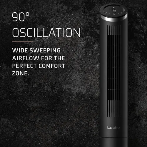 Vista 5 de Lasko RST200 - Ventiladores de torre Apex oscilantes silenciosos de 42" - flujo de aire de 29 pies/s, 28 dB, oscilación de 90°, temporizador de 12H