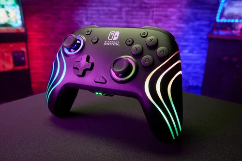 Vista 5 de PDP Gaming Afterglow Wave Wireless Nintendo Switch Pro Controller - Officially Licensed, Nintendo Switch 2, Switch Lite/OLED, RGB LED Customization