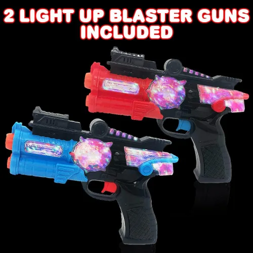 Vista 2 de ArtCreativity - Pistolas de juguete iluminadas para niños, paquete de 2 pistolas espaciales con LED 4.5 x 6.5 in craft activity with 6 sci-fi