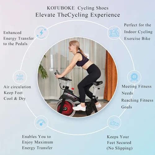Vista 6 de Pairobin Zapatos de ciclismo de interior para mujer, ligeros, transpirables, de alto rendimiento, compatibles con -SPD