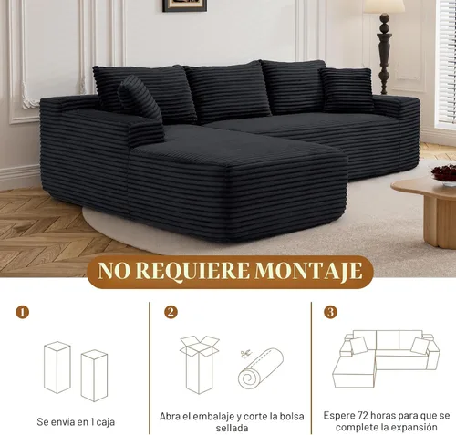 Vista 4 de Sofás seccionales de nube deshuesada de 95 pulgadas para sala de estar, cómodo y esponjoso sofá de espuma viscoelástica en forma de L, sofá modular