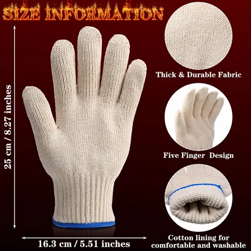 Vista 4 de SATINIOR 4 pares de guantes de horno resistentes al calor para cocinar a la parrilla, guantes de cocina gruesos con temperatura de hasta 480 grados