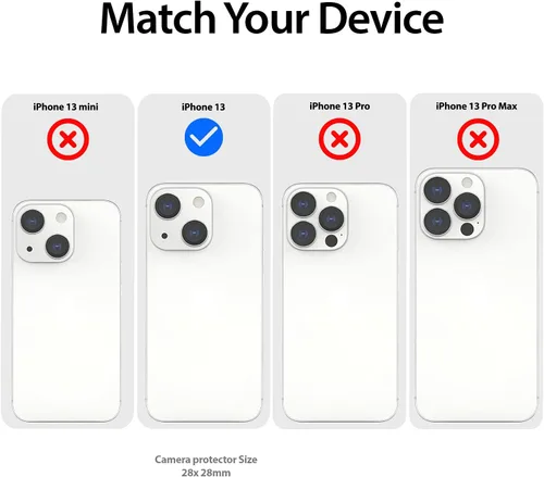 Vista 6 de Whitestone - Protector de cámara para Apple iPhone 13 (6.1 pulgadas), instalación con un solo toque, protector de lente de cámara resistente a