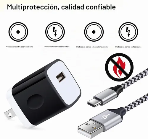 Vista 5 de Cargador de pared tipo C 5V/1A Bloque de carga Cargador de pared Enchufe Cubo Cable USB C
