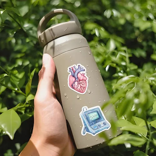 Vista 3 de 50 calcomanías para equipos médicos, calcomanías de vinilo con temática de médico, paquete de suministros médicos impermeables para botella de agua
