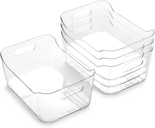 Vista 12 de BINO Contenedores organizadores de plástico, grandes, paquete de 4 de The SOHO Collection Multiusos Contenedores organizadores para despensa