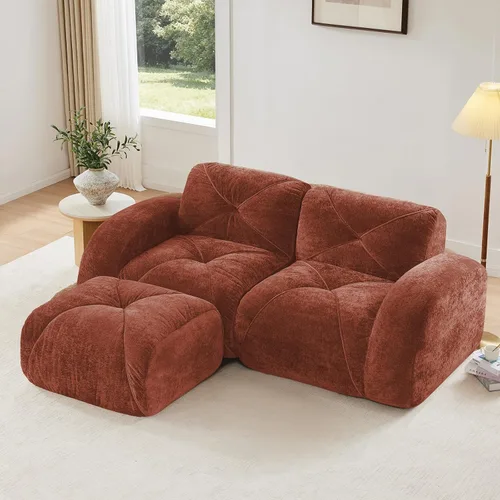 Vista 28 de Sofás modulares modulares de 110.6 pulgadas para sala de estar, sofá moderno de terciopelo sin hueso, no requiere montaje, cómodo sofá sin hueso