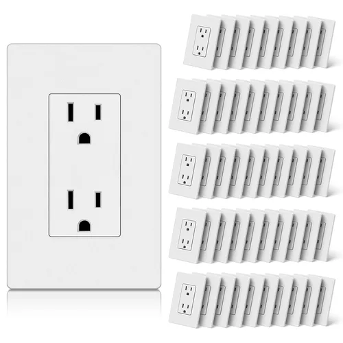 Vista 12 de CML - Toma de corriente decorativa de 15 amperios, paquete de 20 tomas de corriente estándar con placa de pared sin tornillos, resistente a