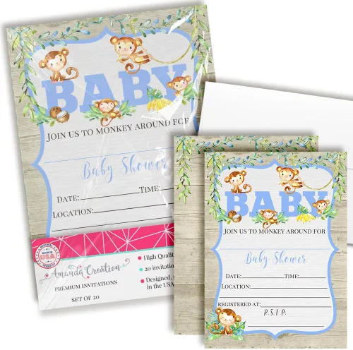 Vista 14 de Amanda Creation Invitaciones para baby shower de alce, paquete de 20 invitaciones de espolvoreo de 5 x 7 pulgadas, tarjetas de relleno de doble cara