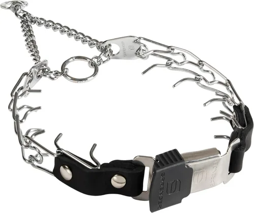 Vista 13 de Herm Sprenger Collar de Entrenamiento para Perros de Liberación Rápida Negro de Acero Inoxidable Collar Sin Tirones Hebilla de Cuero de Liberación