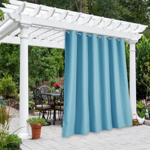 Vista 176 de NICETOWN Cortina para Exteriores para Patio Impermeable de 84 Pulgadas de Ancho, Aislamiento Térmico con Ojales Antioxidantes Bloqueo UV Cortina