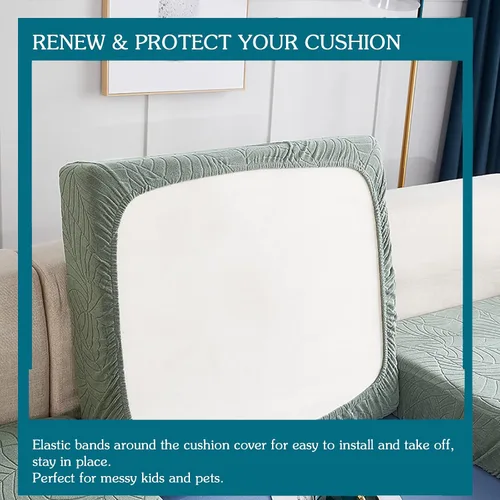Vista 7 de Fundas de cojín impermeables para asiento de sofá, fundas elásticas de cojín de jacquard de elastano, protector de muebles grueso con parte inferior
