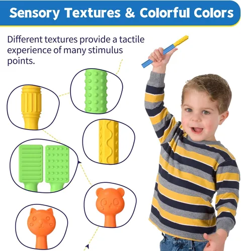 Vista 4 de Kit de estimulación sensorial oral con 6 cabezales texturizados suaves para terapia del habla y apoyo de alimentación, fuerza muscular y mejora