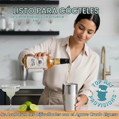 Vista 4 de Top Hat - Néctar de agave - Hecho con néctar de agave orgánico, edulcorante de jarabe de agave para cócteles, cócteles sin alcohol, limonadas, café