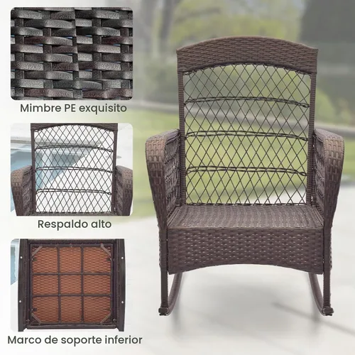 Vista 7 de ORALNER - Juego de 3 mecedoras para patio, de mimbre, color beige