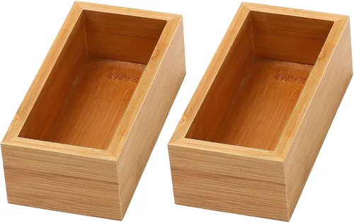 Vista 7 de YBM Home Caja de almacenamiento organizadora de cajones de cocina hecha de bambú, 3x3x2 pulgadas 320