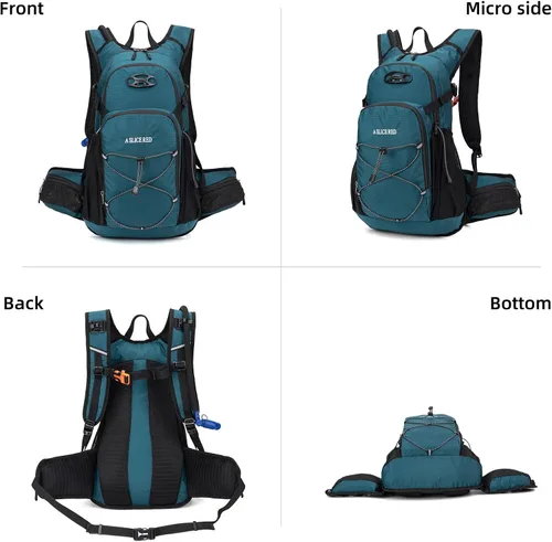 Vista 9 de Mochila de hidratación, mochila de agua ligera para senderismo con vejiga de agua a prueba de fugas de 3 L, paquete de hidratación aislada ideal
