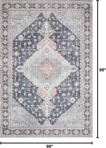 Vista 2 de Loloi Skye Collection SKY-02 - Alfombra redonda de 8 pies x 8 pies, color carbón y multicolor SKY-02 Printed Approx. 8' Round Grey Living room