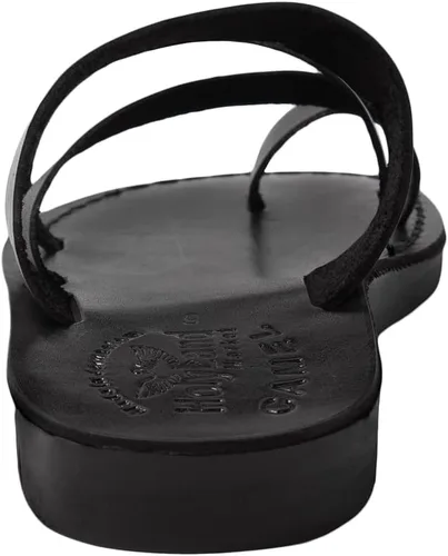 Vista 3 de Holy Land Market Sandalias bíblicas unisex de cuero genuino para adultosniñoschanclaschanclaspantuflas (Jesús - Yashua) Belén estilo negro