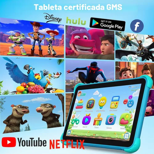Vista 2 de Tablet para niños de 10 pulgadas, tablet para niños, tabletas Android para niños pequeños con estuche, tabletas para niños con control parental