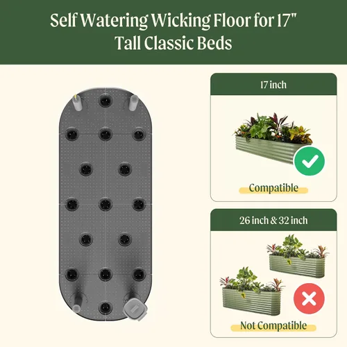 Vista 2 de Vego garden Suelo de riego automático de 2.0 x 5.0 pies para camas clásicas 4 en 1 de 17 pulgadas de alto