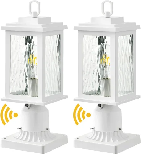 Vista 9 de VIANIS Luces de Poste para Exteriores de Bronce Frotado con Aceite Paquete de 2, Postes de Luz del Atardecer al Amanecer para Exteriores con Base