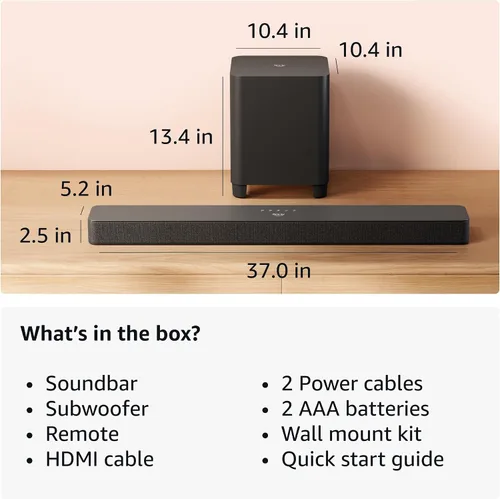 Vista 7 de La Barra de sonido Amazon Fire TV Plus con subwoofer (modelo más reciente), canal 3.1, Dolby Atmos, DTS:X y diálogos nítidos