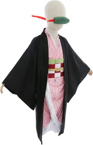 Vista 2 de Miccostumes Disfraz de kimono para niña con pieza de bambú