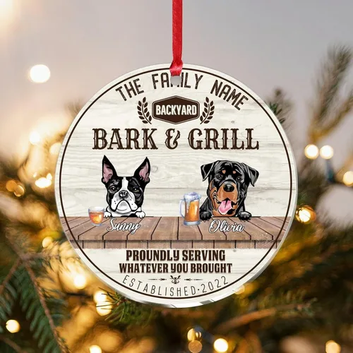 Vista 21 de SILYHEART Adorno acrílico navideño de perro toro francés y mastín napolitano, adornos de sublimación de Navidad, nombre de perro, divertido perro