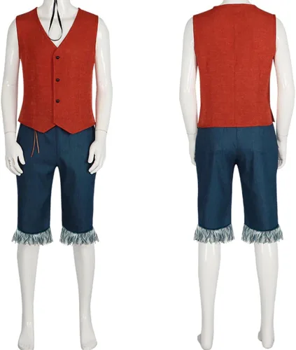 Vista 2 de Disfraz de Luffy para cosplay, disfraz de Luffy para adultos, uniforme de Halloween