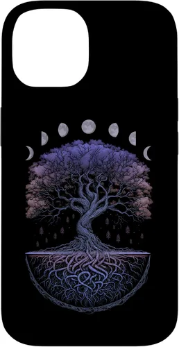 Vista 4 de Funda para iPhone 11 Pro Max Yggdrasil nórdico árbol de la vida vikinga fases de la luna