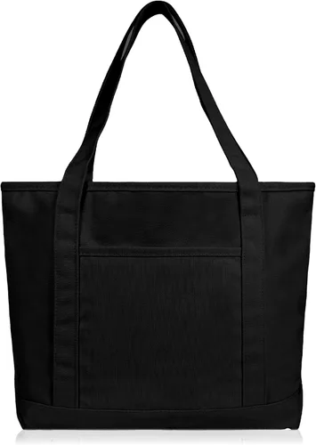 Vista 2 de DALIX - Bolsa de compras de lona y algodón de 50cm en color liso (edición exclusiva), Negro), ST-064-Black