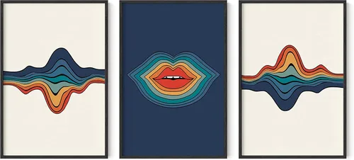 Vista 65 de HAUS AND HUES - Arte de póster Bauhaus - Juego de 3 arte de pared abstracto moderno, pósteres vintage e impresiones, arte de pared azul y amarillo