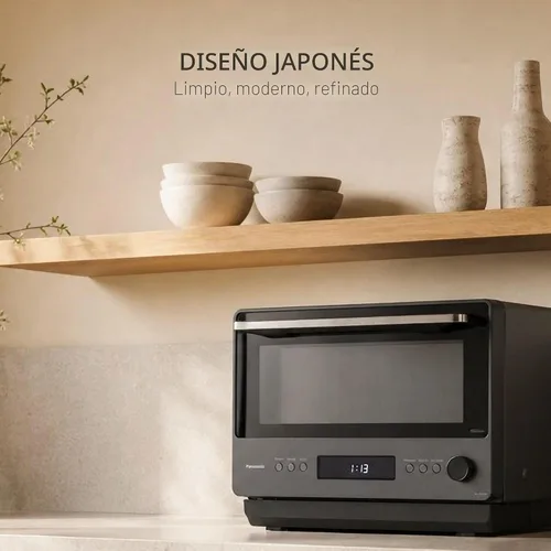 Vista 4 de Panasonic Microondas japonesas, 1.0 pies cúbicos 1200 W de diseño limpio Horno de microondas de encimera con sensor Genius 2.0 de cocción