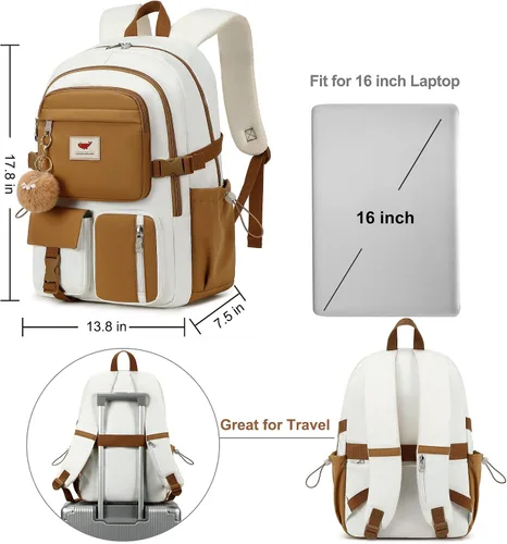 Vista 5 de Mochila para portátil de 15.6 pulgadas, mochila escolar para niños, mochilas universitarias, mochila de viaje, mochilas grandes para adolescentes