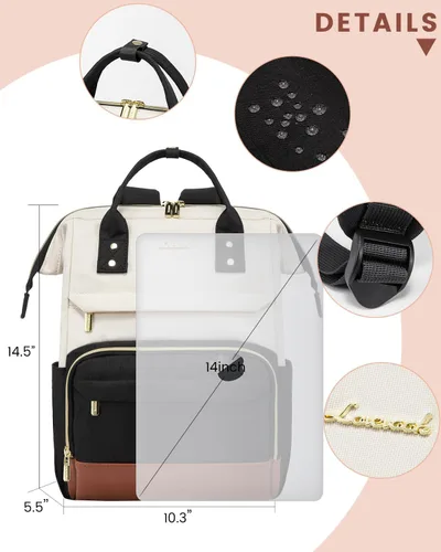 Vista 4 de LOVEVOOK Mochila de moda para mujer, Beige-negro-marrón, Elegante