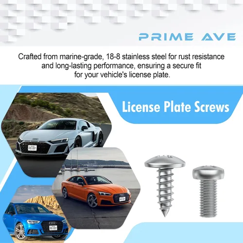 Vista 5 de Juego de tornillos de matrícula de acero inoxidable para placas delanteras/traseras, marcos y cubiertas compatible con Audi A3 A4 A5 A6 A7 A8 S3 S4