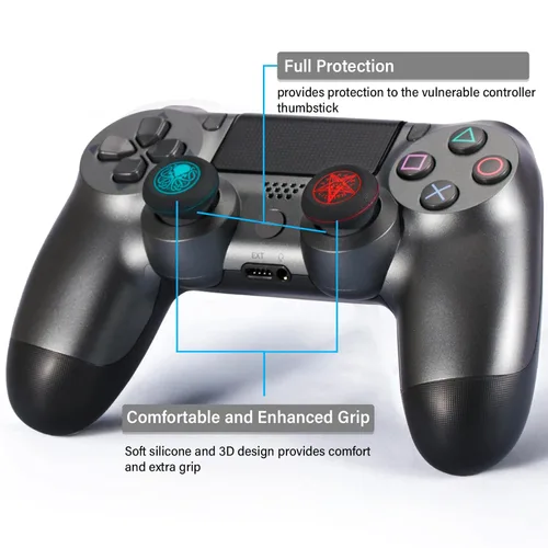 Vista 2 de Playrealm Soft Rubber Silicone Printing Thumb Grip Cover x 4 for PS5, PS4, Xbox Series XS, Xbox One, Switch PRO Controller(Unspeakable Pack)