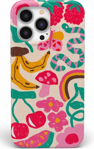 Vista 127 de Casely Funda para iPhone 14 Pro Todas las sonrisas Adhesivo de cara sonriente Compatible con MagSafe Diseño ultra delgado clásico