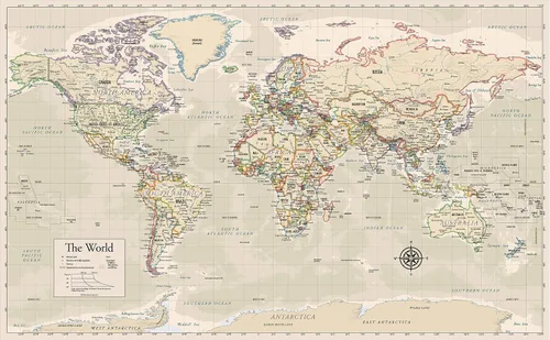 Vista 8 de Póster laminado de mapa del mundo, gráfico de pared, mapa de la Tierra, 18 x 29 pulgadas (negro)