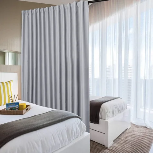 Vista 92 de DWCN Cortina opaca divisora de privacidad para puerta corrediza de patio, cortinas térmicas extra anchas con pestaña trasera y bolsillo para barra