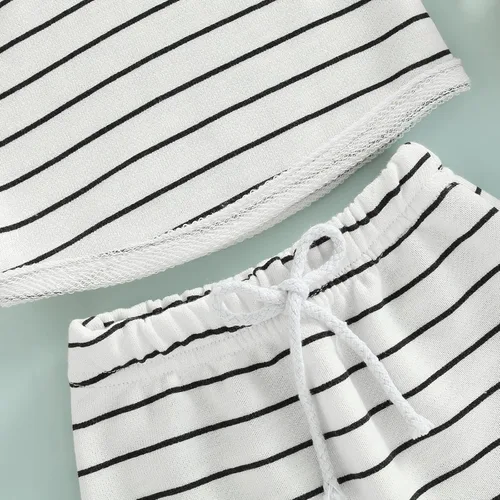 Vista 6 de BemeyourBBs Conjunto de ropa de verano para bebé niño con capucha y bolsillo y pantalones cortos de cintura elástica
