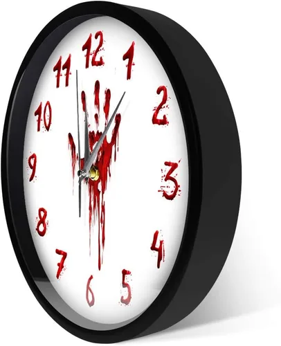 Vista 4 de Geek Alerts Reloj iluminado con control de voz LED, mano sangrienta, horror, funciona con pilas, luz LED inteligente, reloj de pared Qaurtz